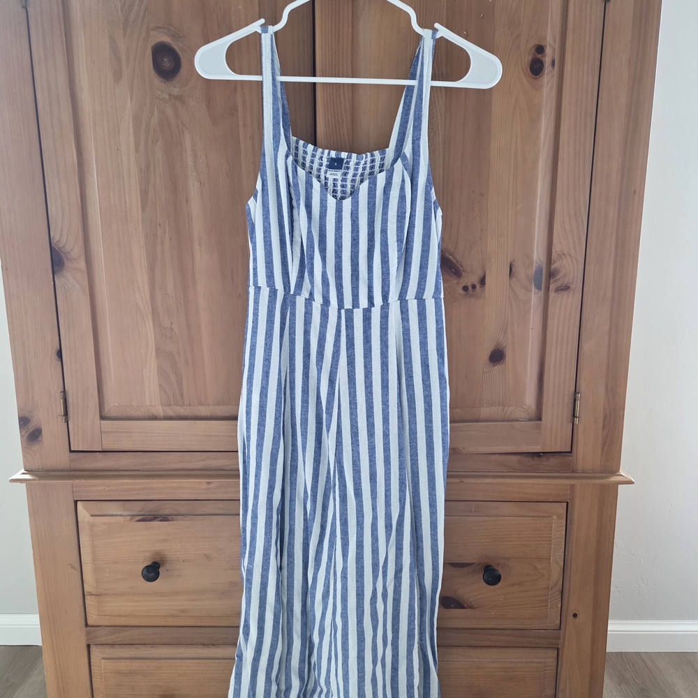 Old Navy Blue and White Striped Midi Dress